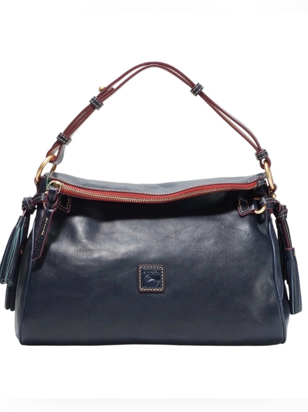 Dooney & Bourke Medium Florentine Leather Zip Hobo Bag Navy